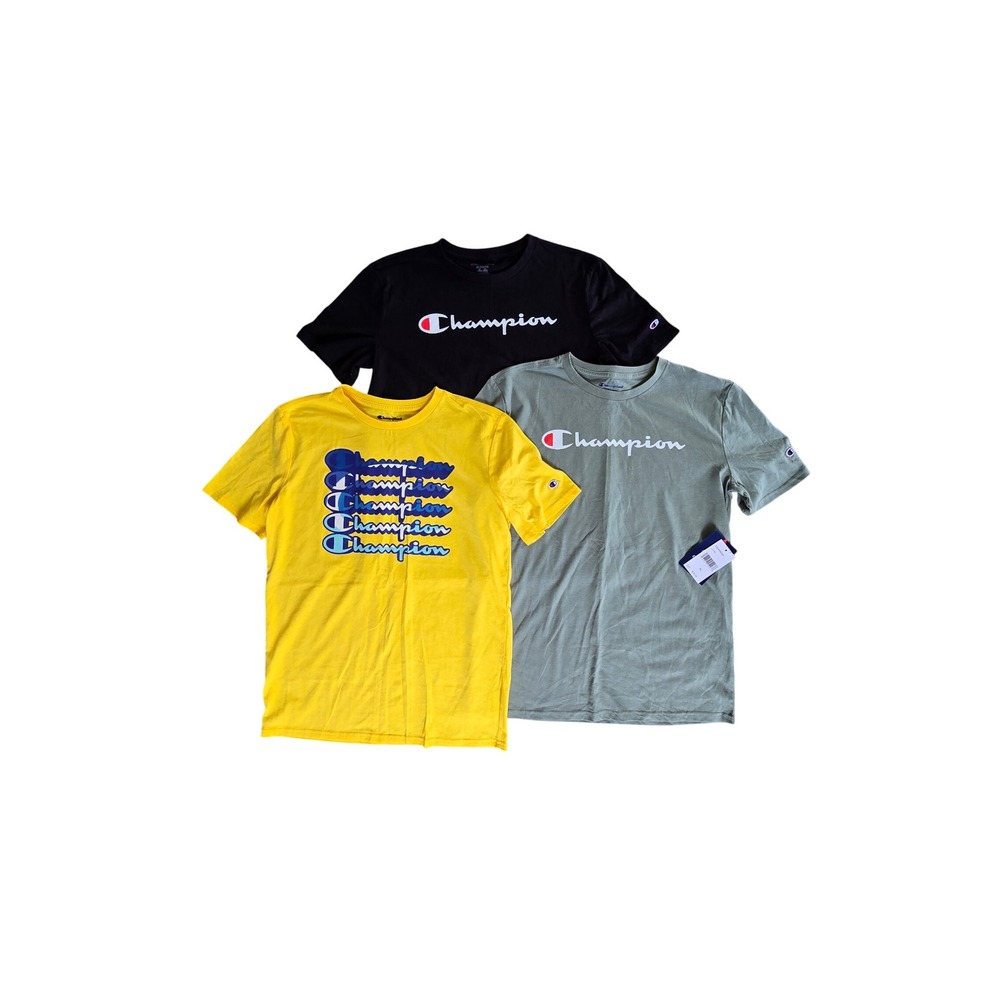 Champion Boys T-Shirt Bundle 3 Pack XL 18/20 Black Yellow Green Graphic Tees